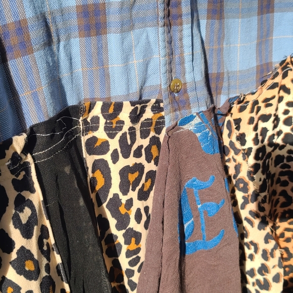 Boho Plaid Animal Print Upcycled Coat Dress - Picture 8 of 8